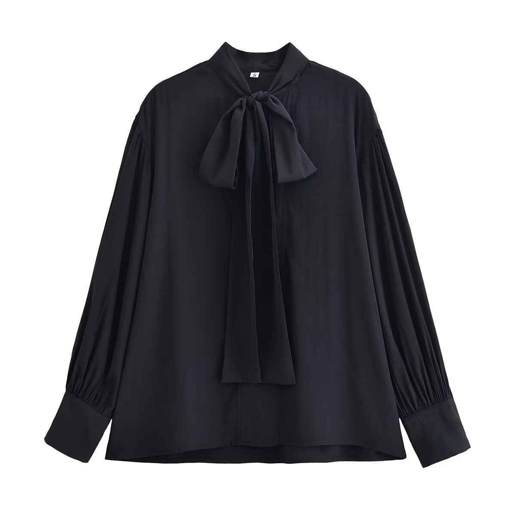Loose Bow Drape Blouse
