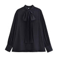 Loose Bow Drape Blouse