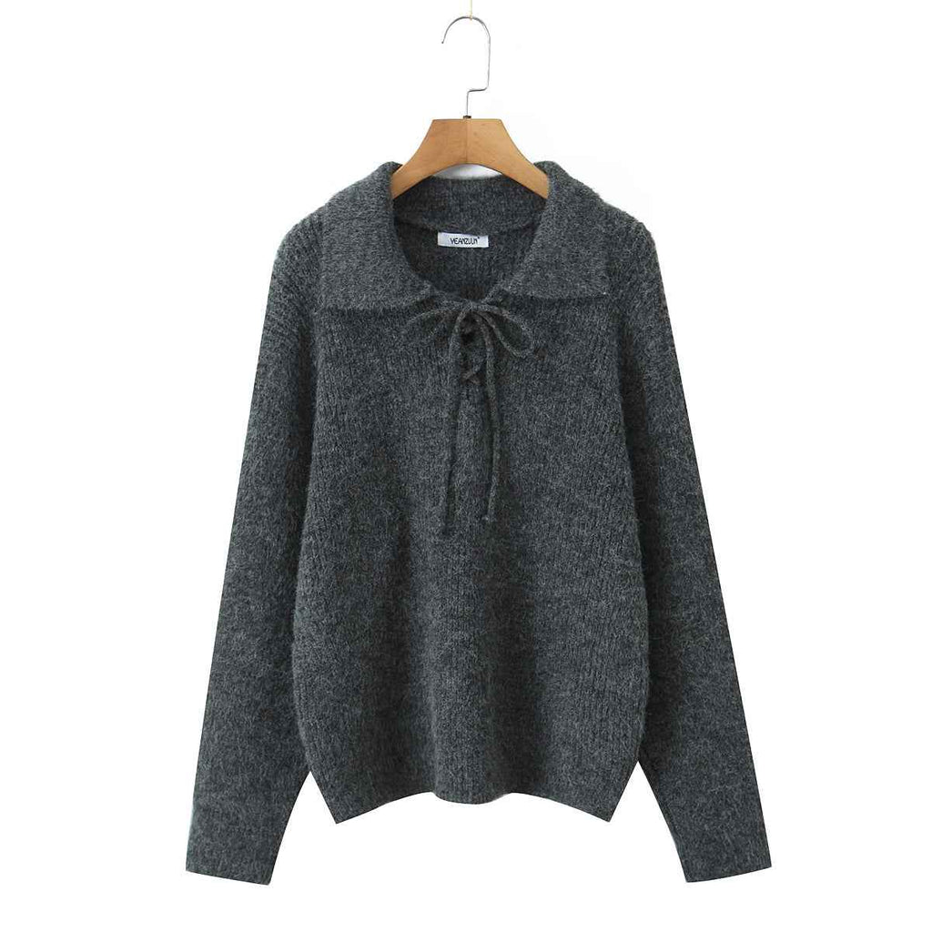 Women's Rope Collar Polo Pullover Sweater