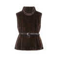 All Match Sleeveless Series Turtleneck Faux Fur Sweater Vest