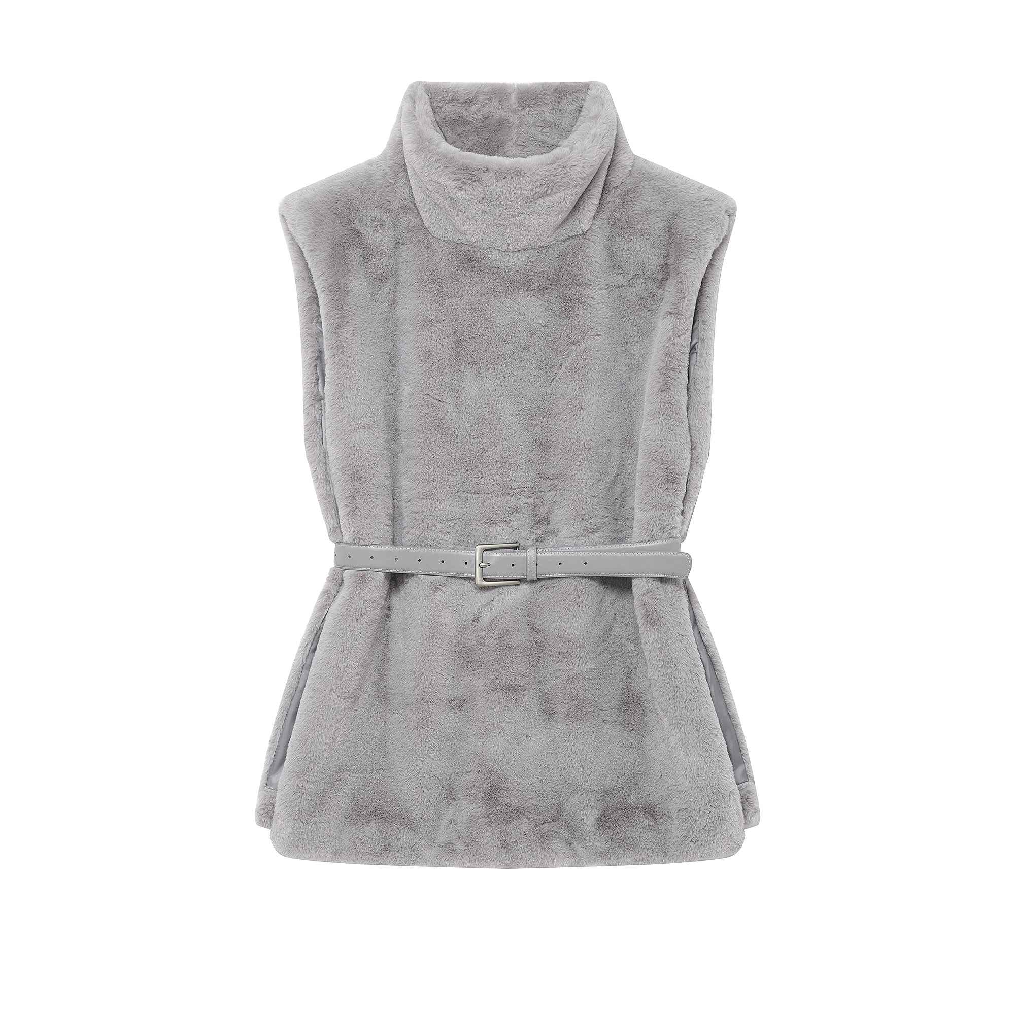 All Match Sleeveless Series Turtleneck Faux Fur Sweater Vest