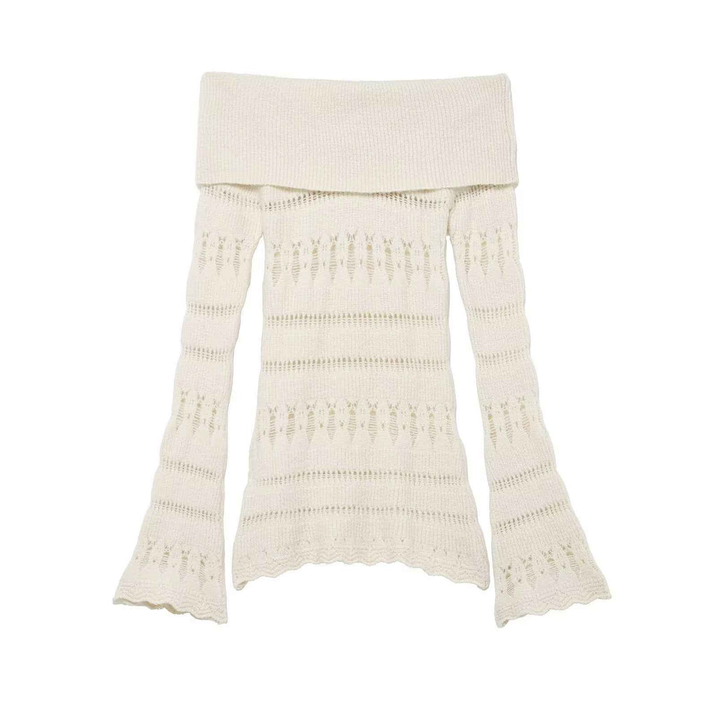 Hollow Cutout Shoulder Baring Sweater