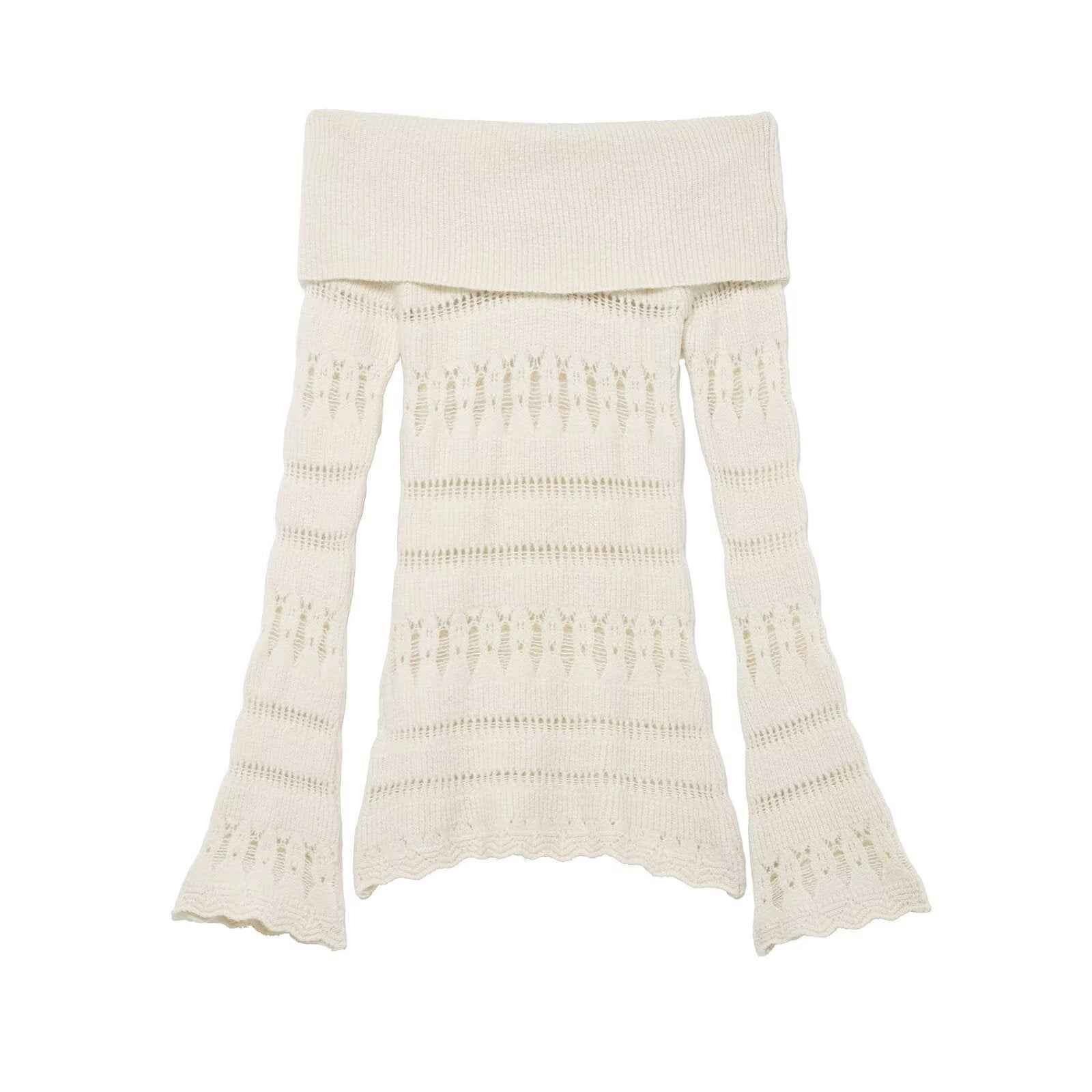 Hollow Cutout Shoulder Baring Sweater