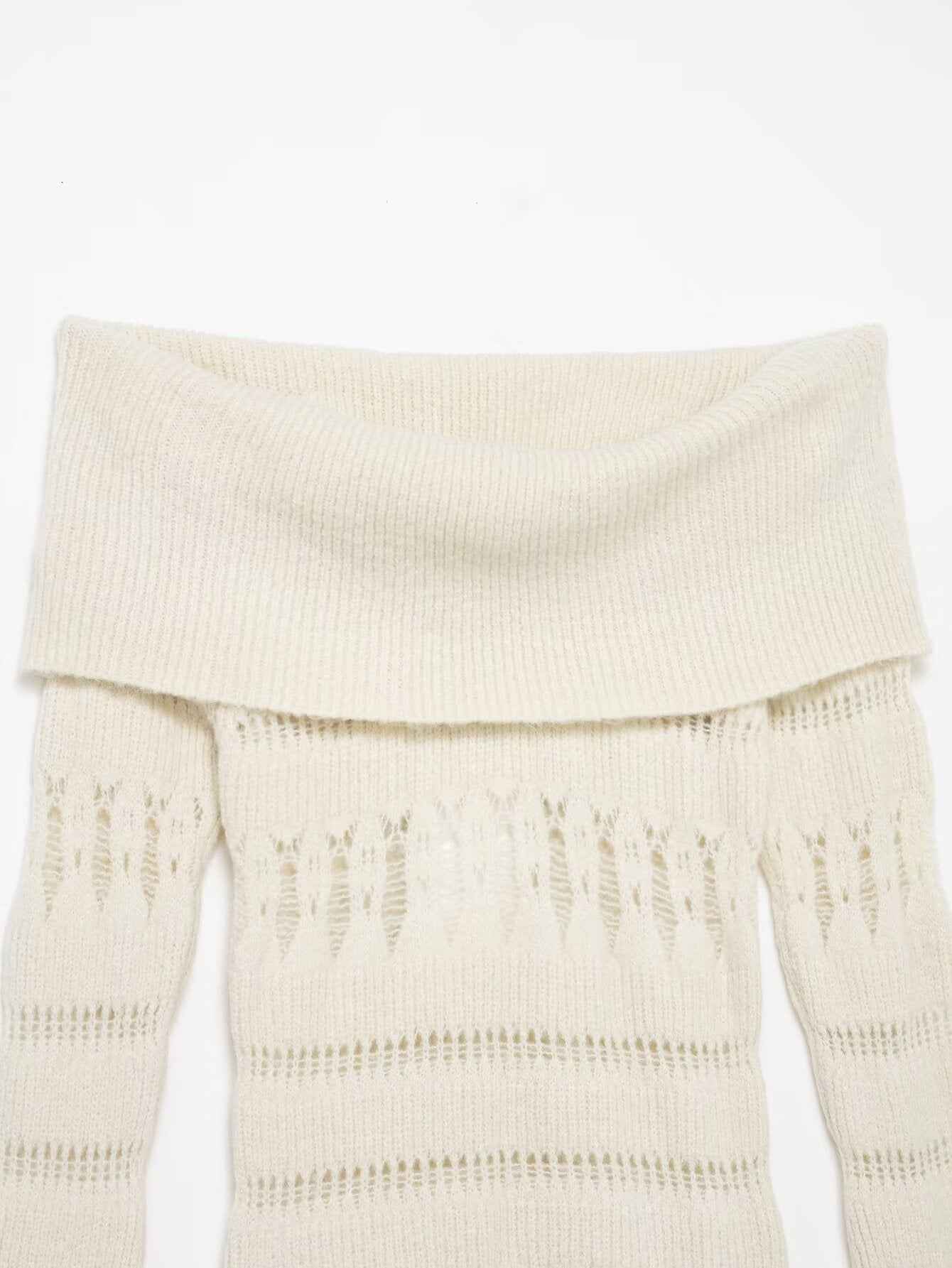 Hollow Cutout Shoulder Baring Sweater