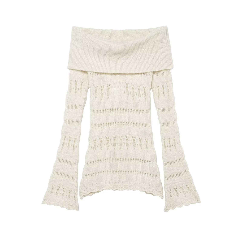 Hollow Cutout Shoulder Baring Sweater