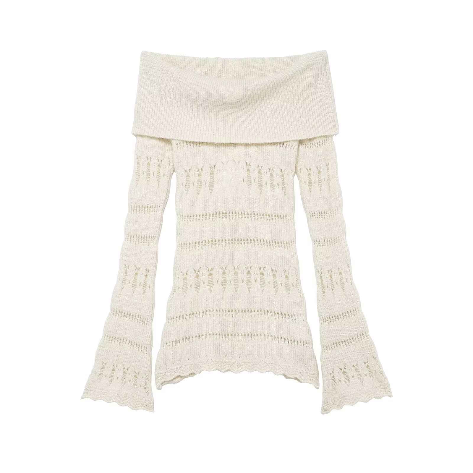 Hollow Cutout Shoulder Baring Sweater