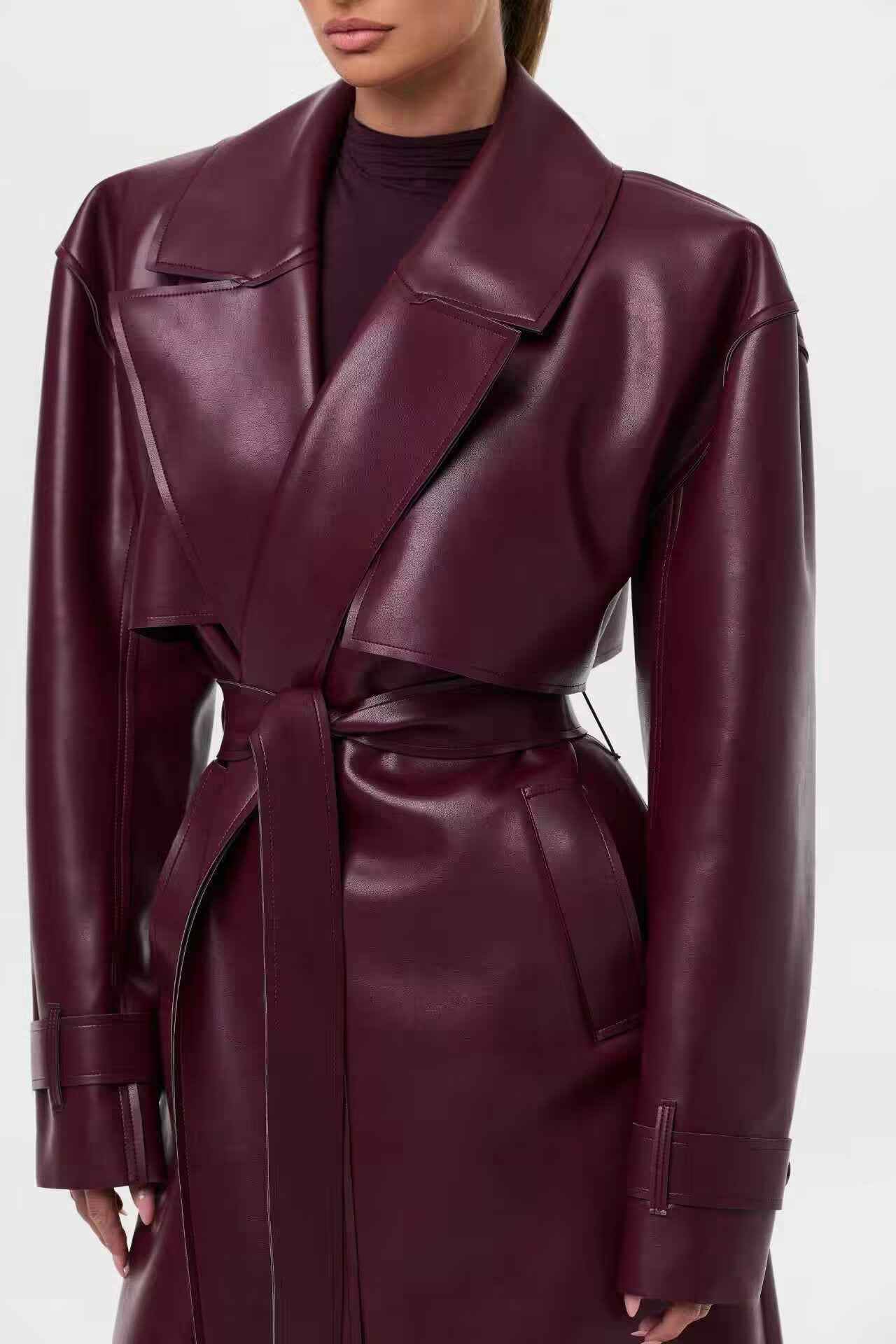 Women's Long Sleeve Leather Jacket
