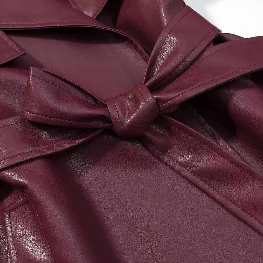 Women's Long Sleeve Leather Jacket