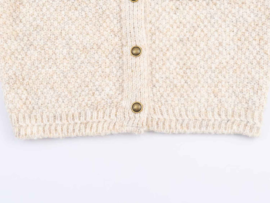Special Yarn Blended Classic Button Long Sleeve Knitted Cardigan