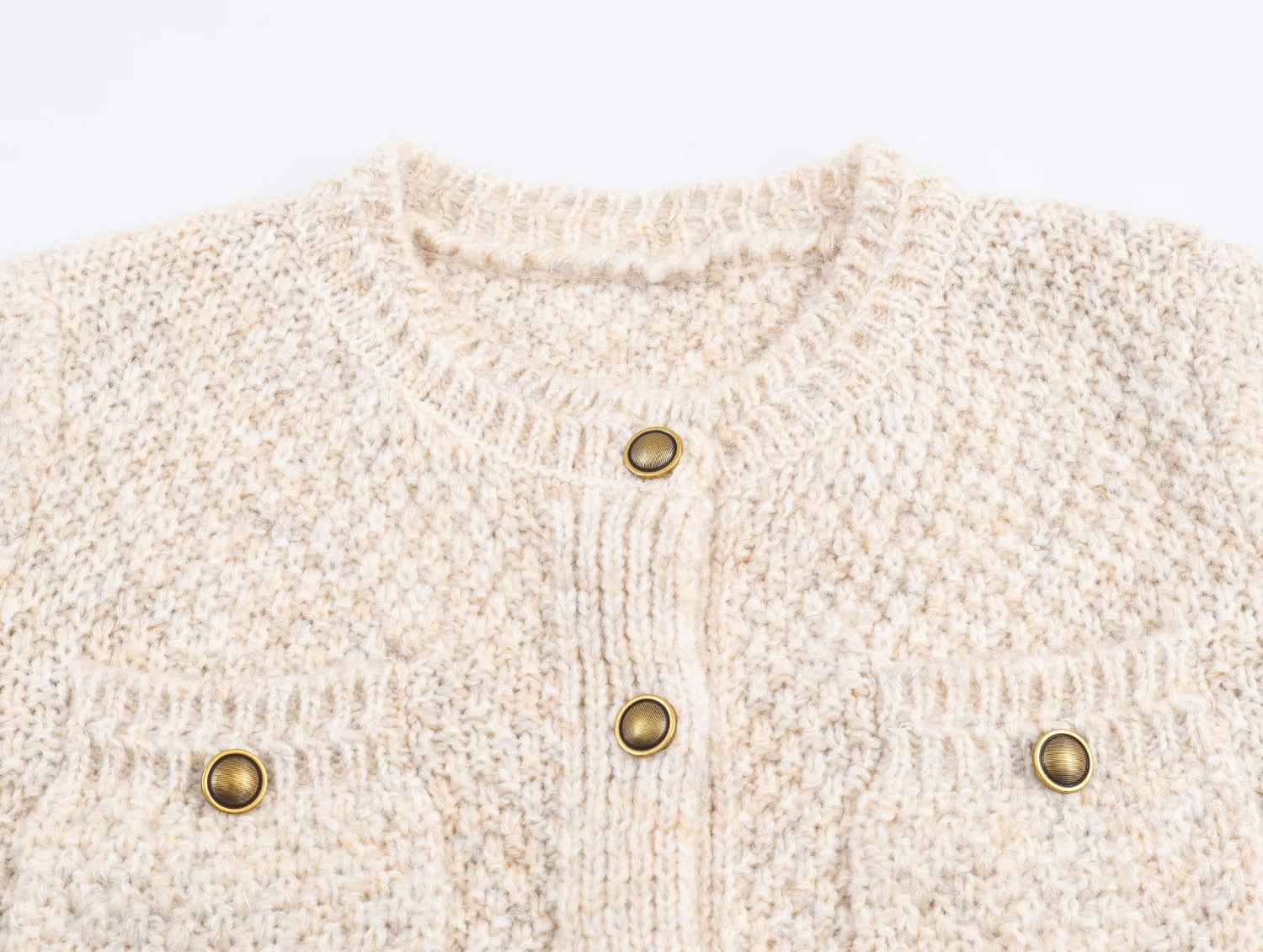 Special Yarn Blended Classic Button Long Sleeve Knitted Cardigan