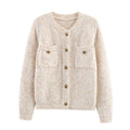 Special Yarn Blended Classic Button Long Sleeve Knitted Cardigan