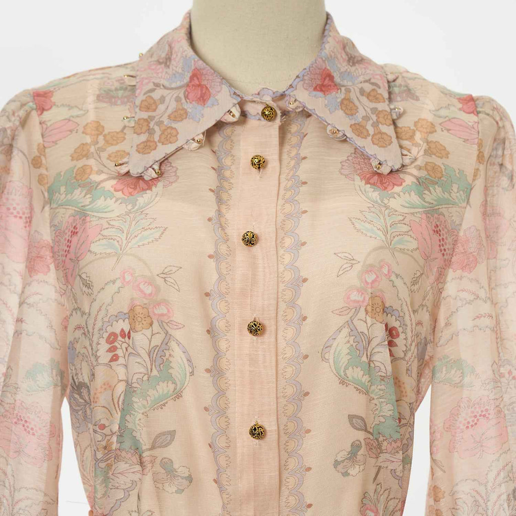 Women's Floral Patterned Blouse and Skirt Two Piece Sets