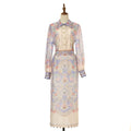 Women's Floral Patterned Blouse and Skirt Two Piece Sets