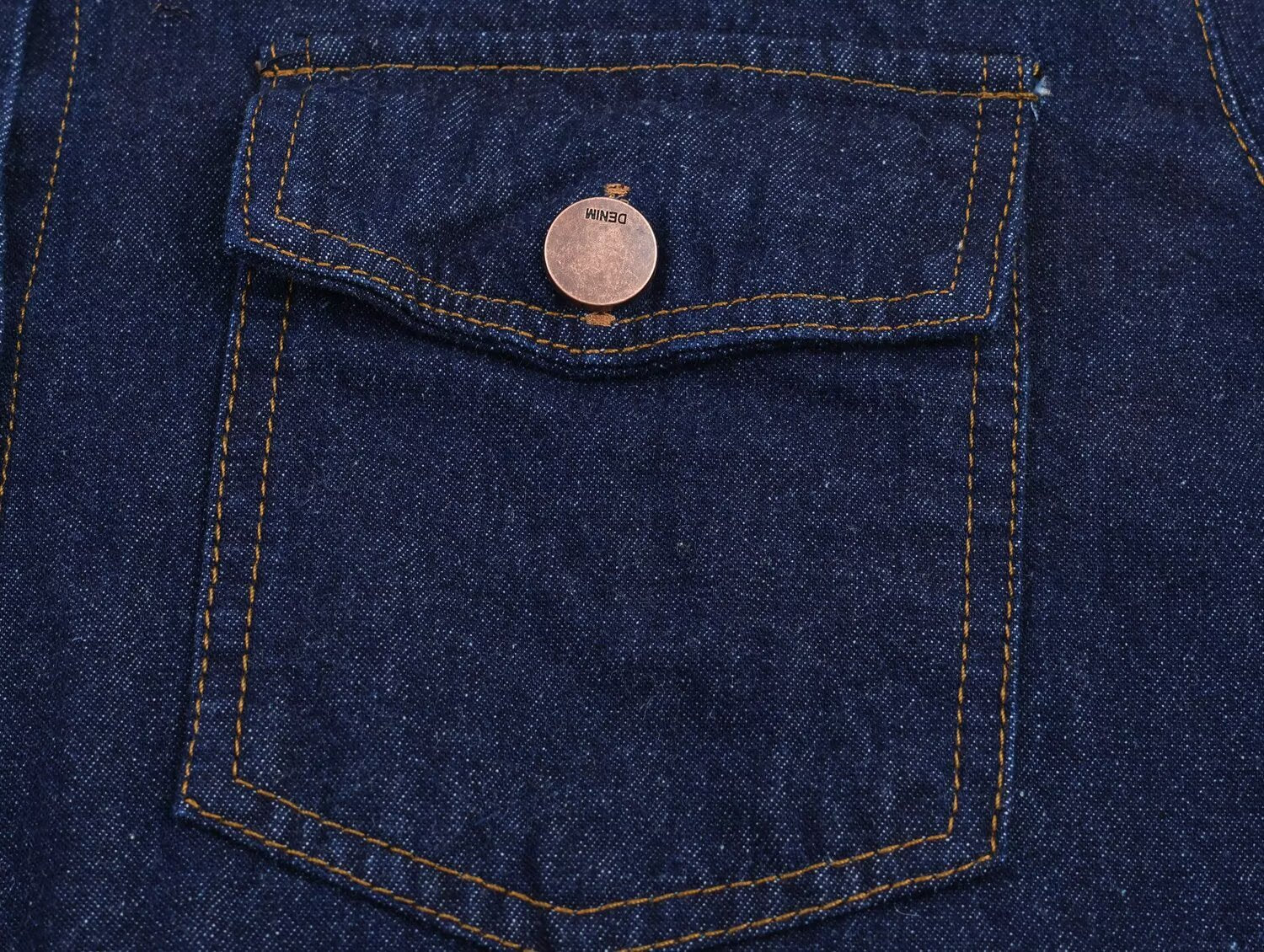 Dark Blue Denim Blouse Polo Collar
