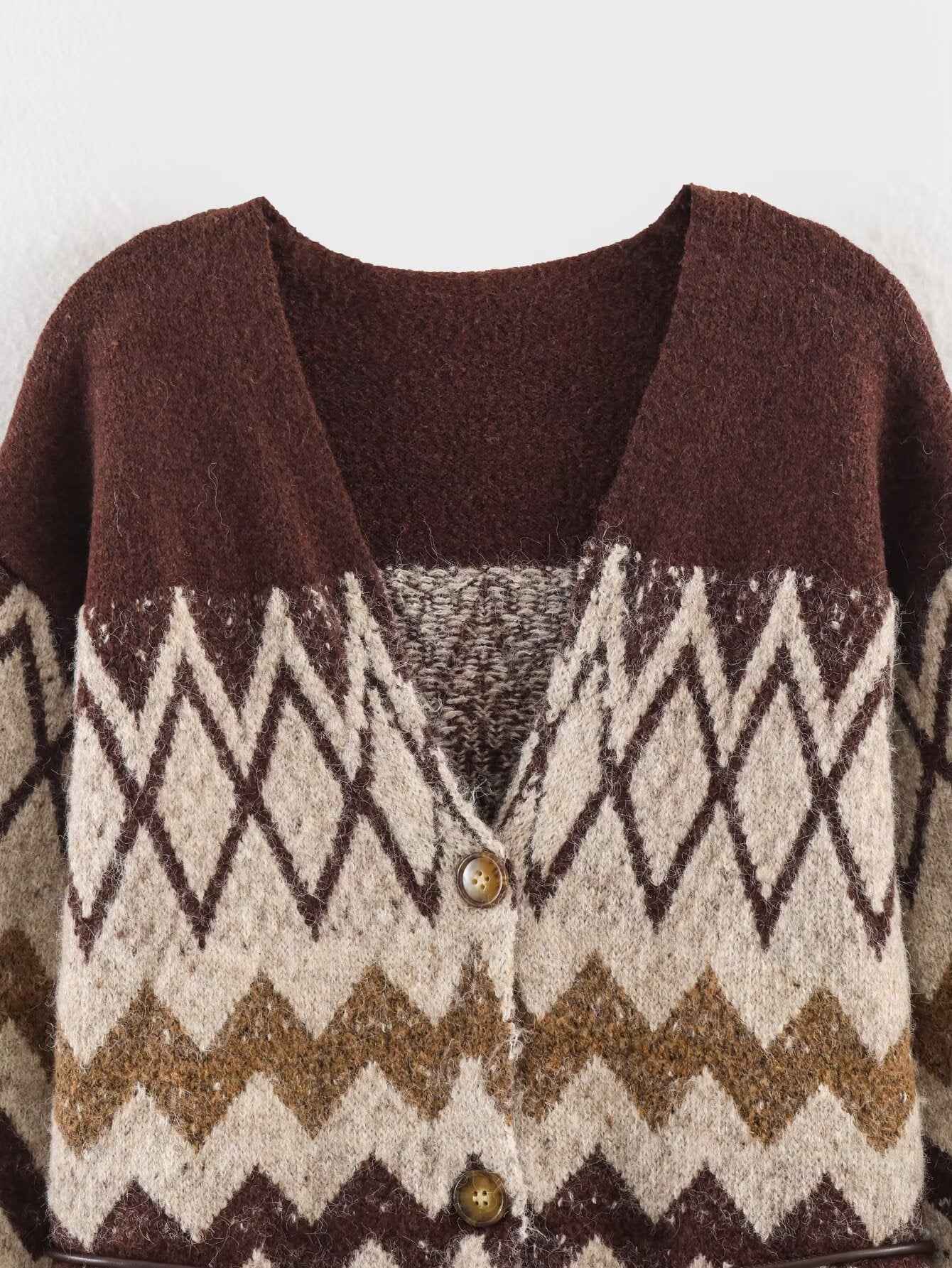 Retro Jacquard Knitted Jacket