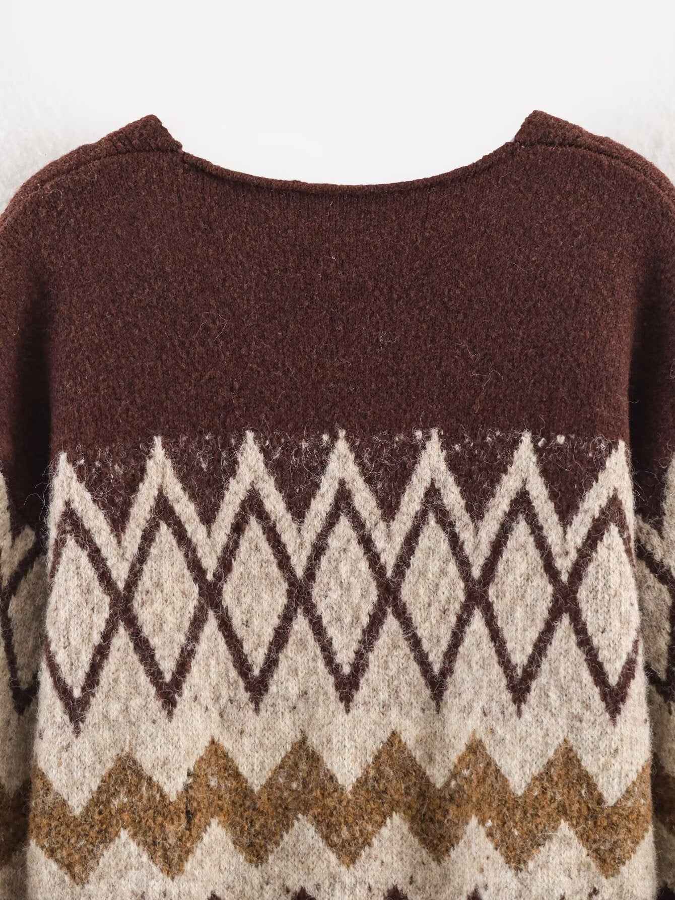 Retro Jacquard Knitted Jacket