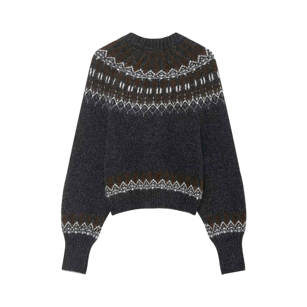 Lazy Retro Long Sleeve Jacquard Knitwear Sweater