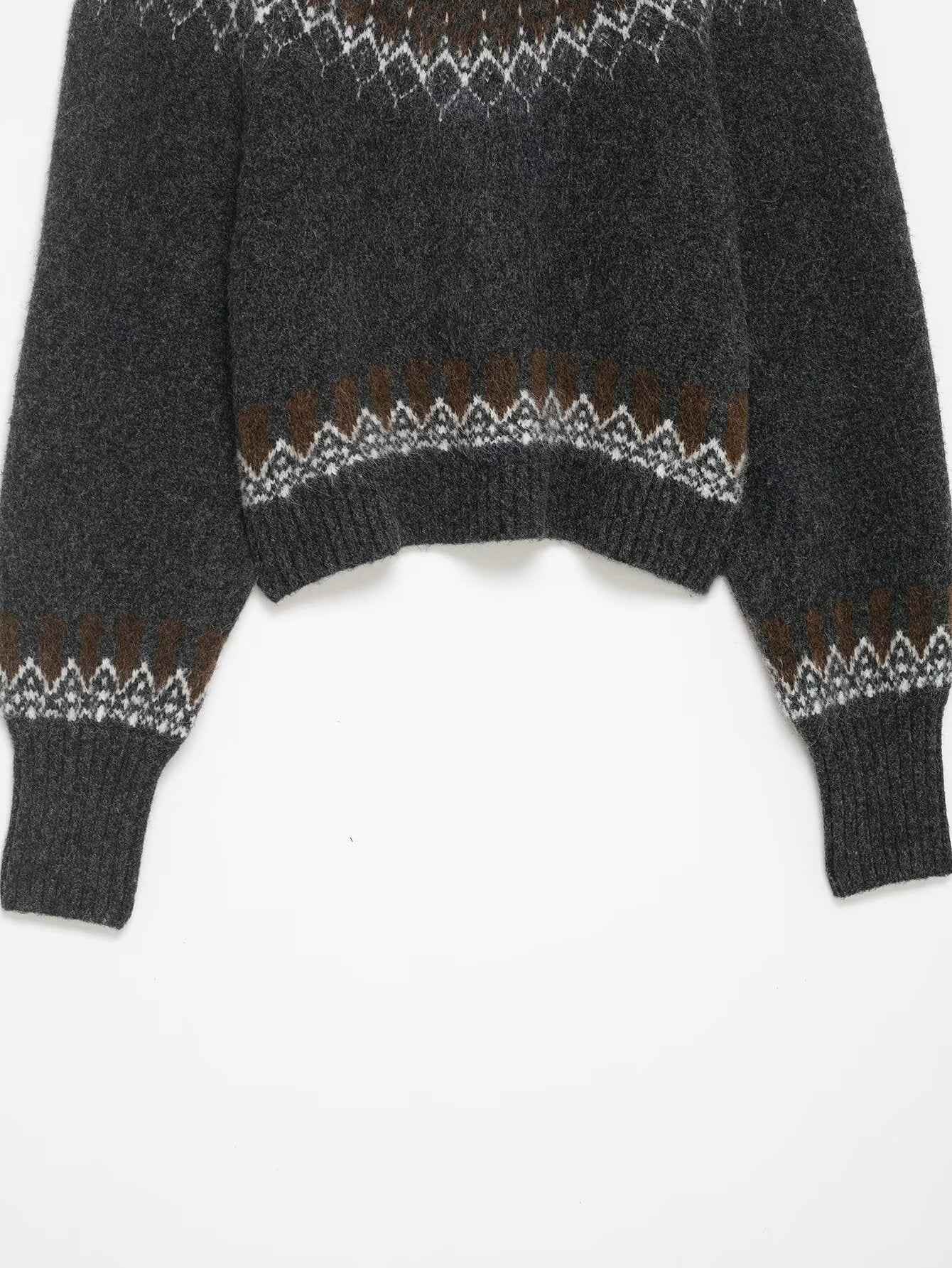 Lazy Retro Long Sleeve Jacquard Knitwear Sweater