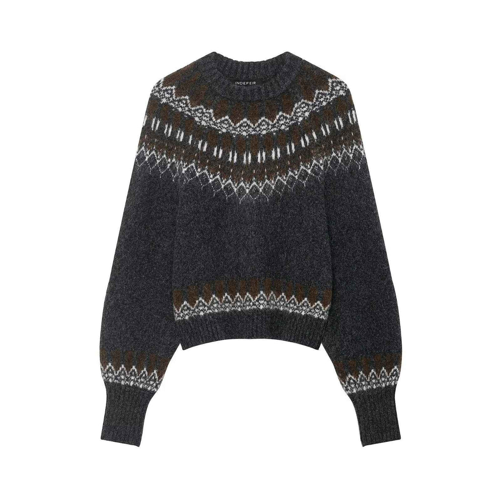 Lazy Retro Long Sleeve Jacquard Knitwear Sweater