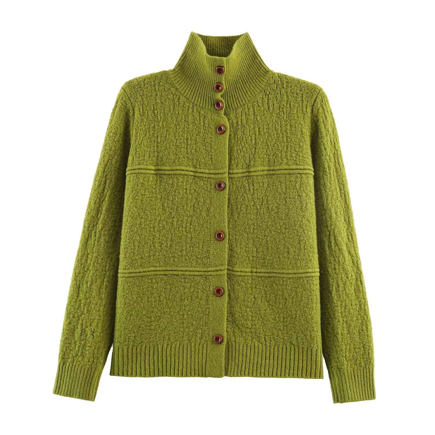 Women Clothing Square Collar Knitted Cardigan Sweater