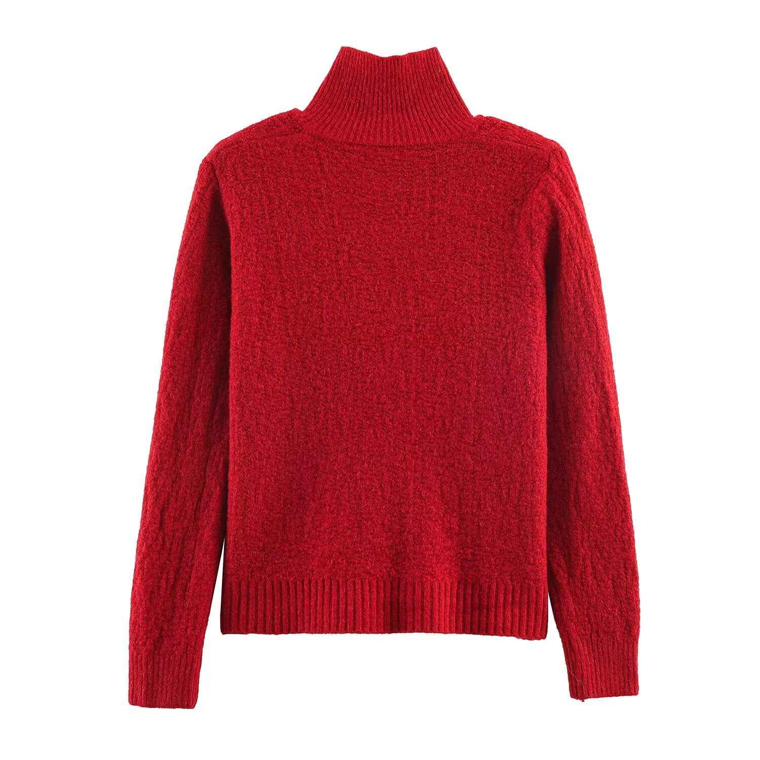 Women Clothing Square Collar Knitted Cardigan Sweater