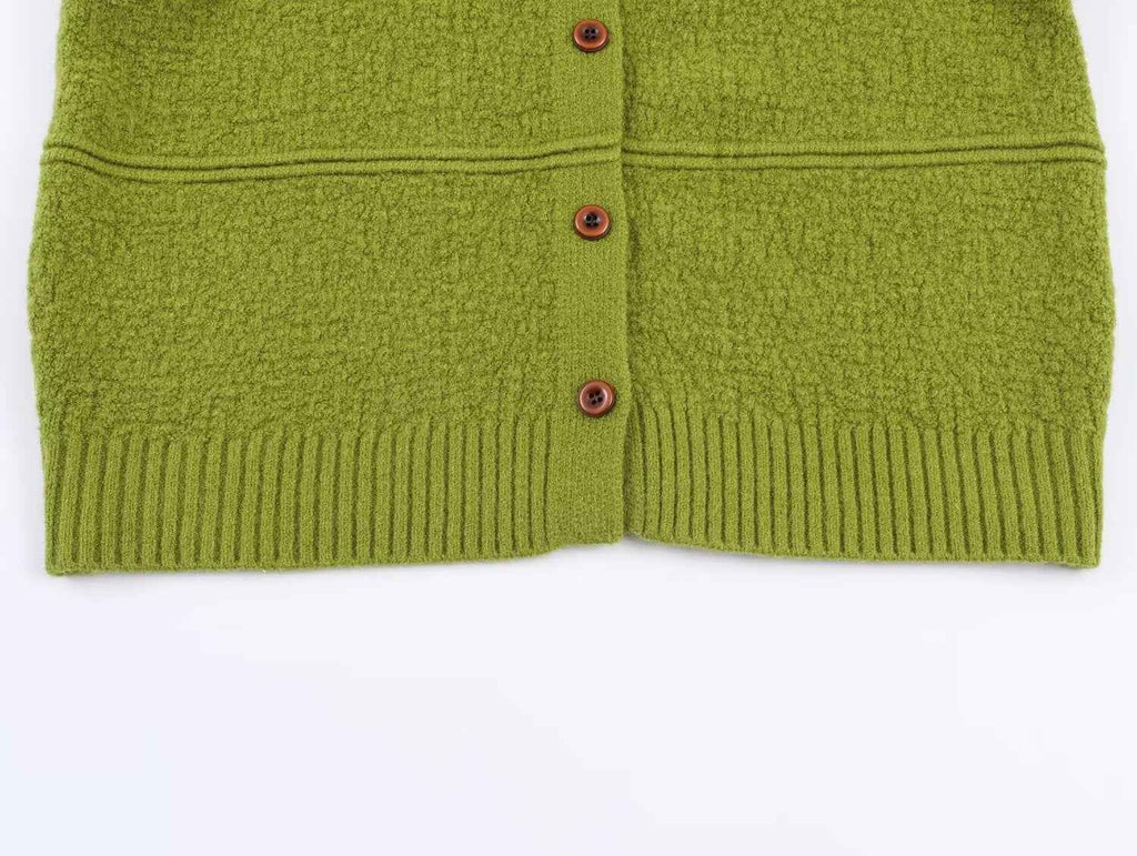 Women Clothing Square Collar Knitted Cardigan Sweater