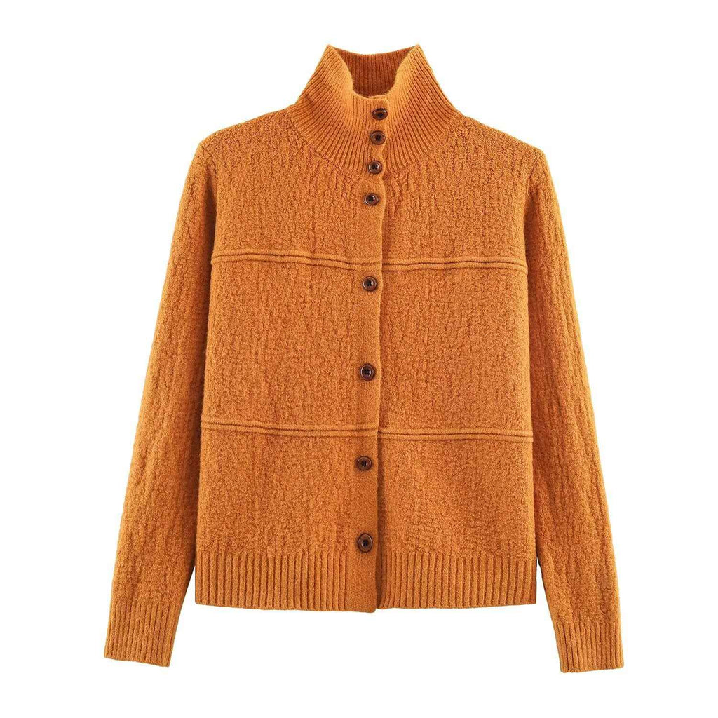 Women Clothing Square Collar Knitted Cardigan Sweater