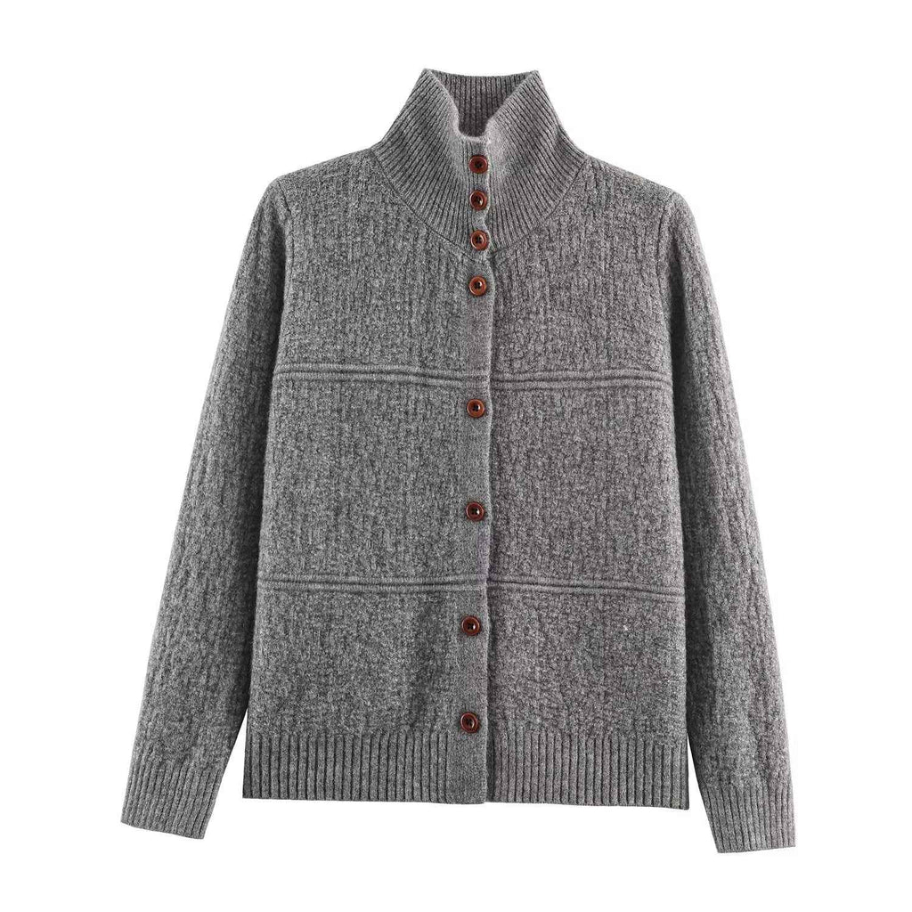 Women Clothing Square Collar Knitted Cardigan Sweater