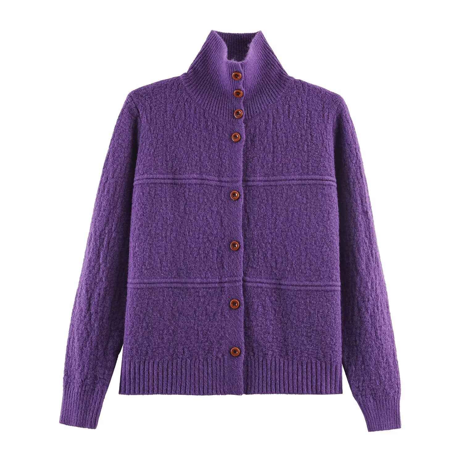 Women Clothing Square Collar Knitted Cardigan Sweater