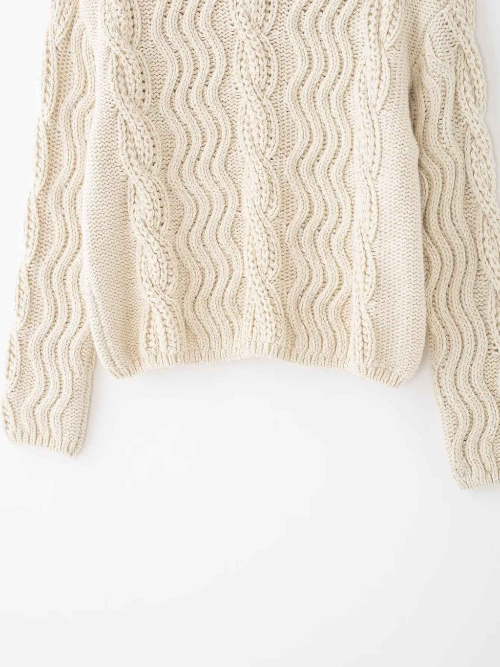 All Match Beige Twisted Turtleneck Sweater