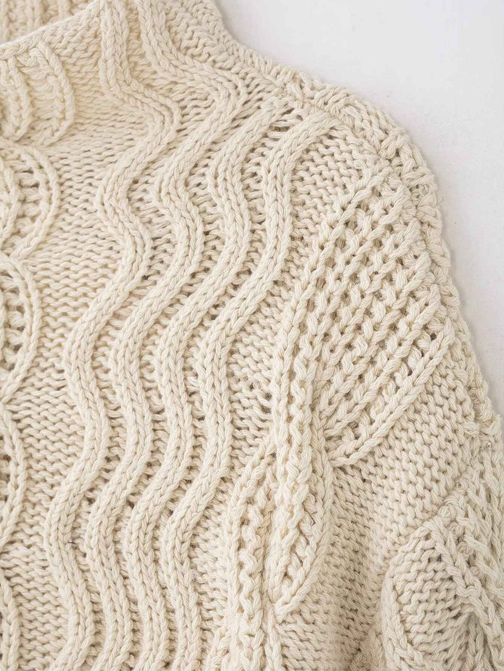 All Match Beige Twisted Turtleneck Sweater