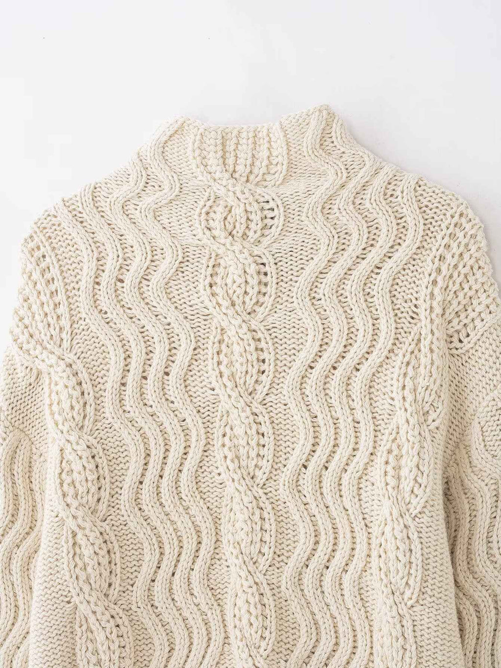 All Match Beige Twisted Turtleneck Sweater