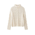 All Match Beige Twisted Turtleneck Sweater