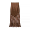 Lace Stitching Midi Skirt