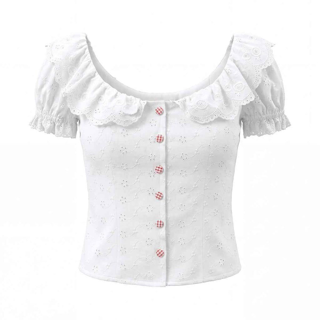 Bubble Sleeve Blouse Women's Elegance Retro
