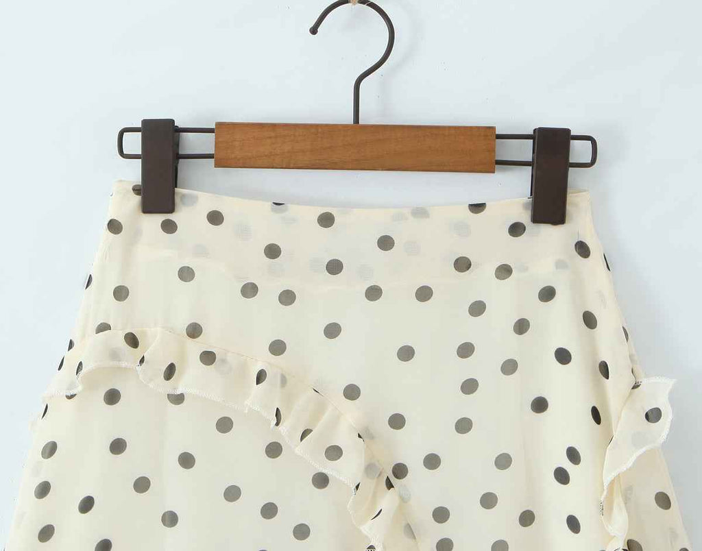 Asymmetric Skirt Ruffled Polka Dot Skirt