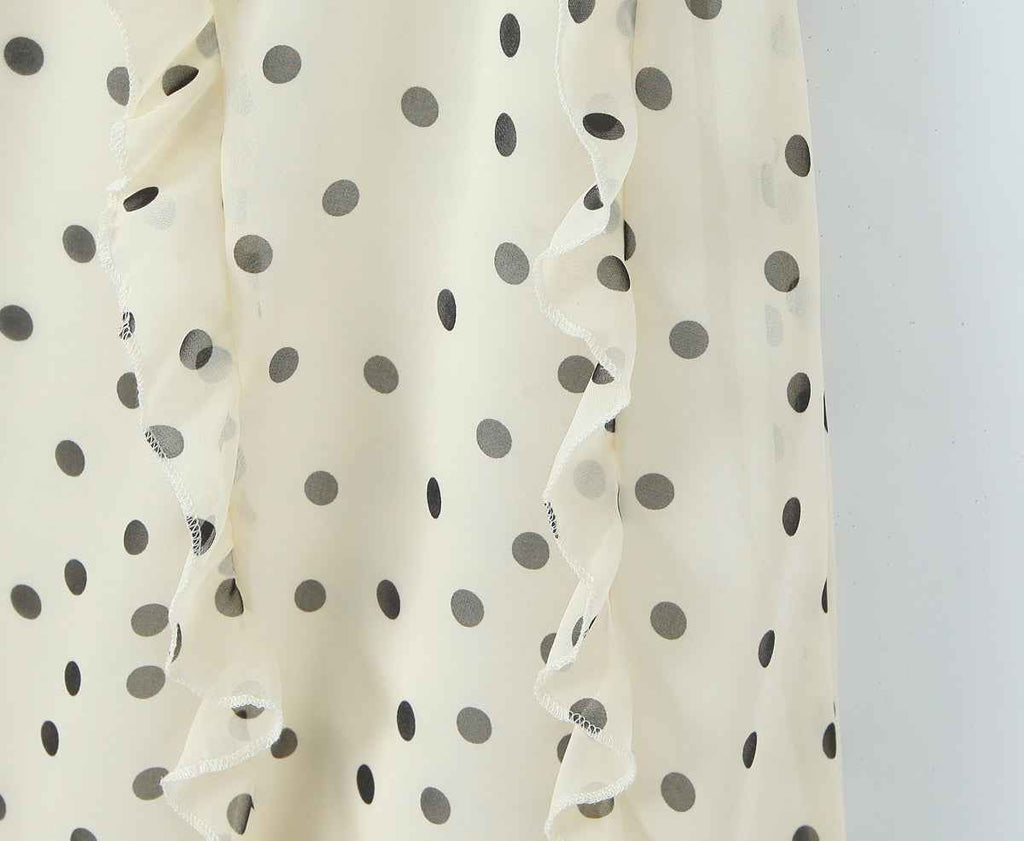 Asymmetric Skirt Ruffled Polka Dot Skirt