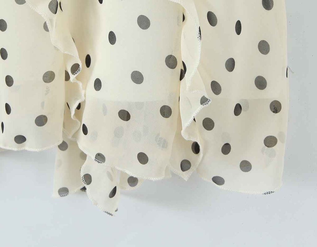 Asymmetric Skirt Ruffled Polka Dot Skirt