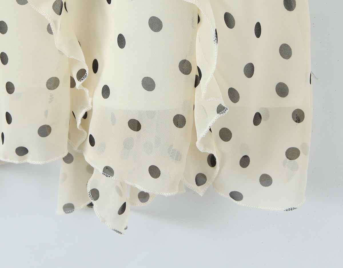 Asymmetric Skirt Ruffled Polka Dot Skirt