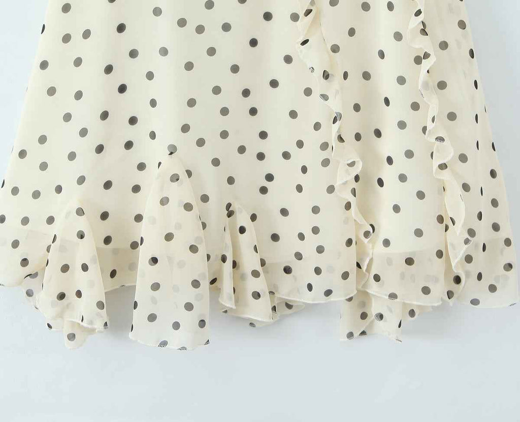 Asymmetric Skirt Ruffled Polka Dot Skirt