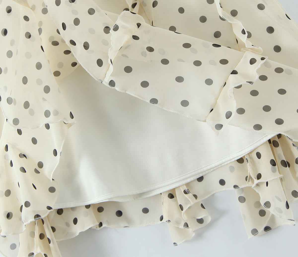 Asymmetric Skirt Ruffled Polka Dot Skirt