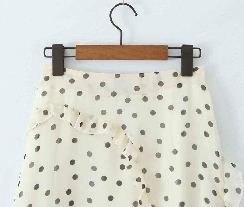 Asymmetric Skirt Ruffled Polka Dot Skirt