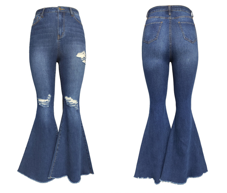 MUNSIEUR High Waist Stretch Flared Denim Jeans