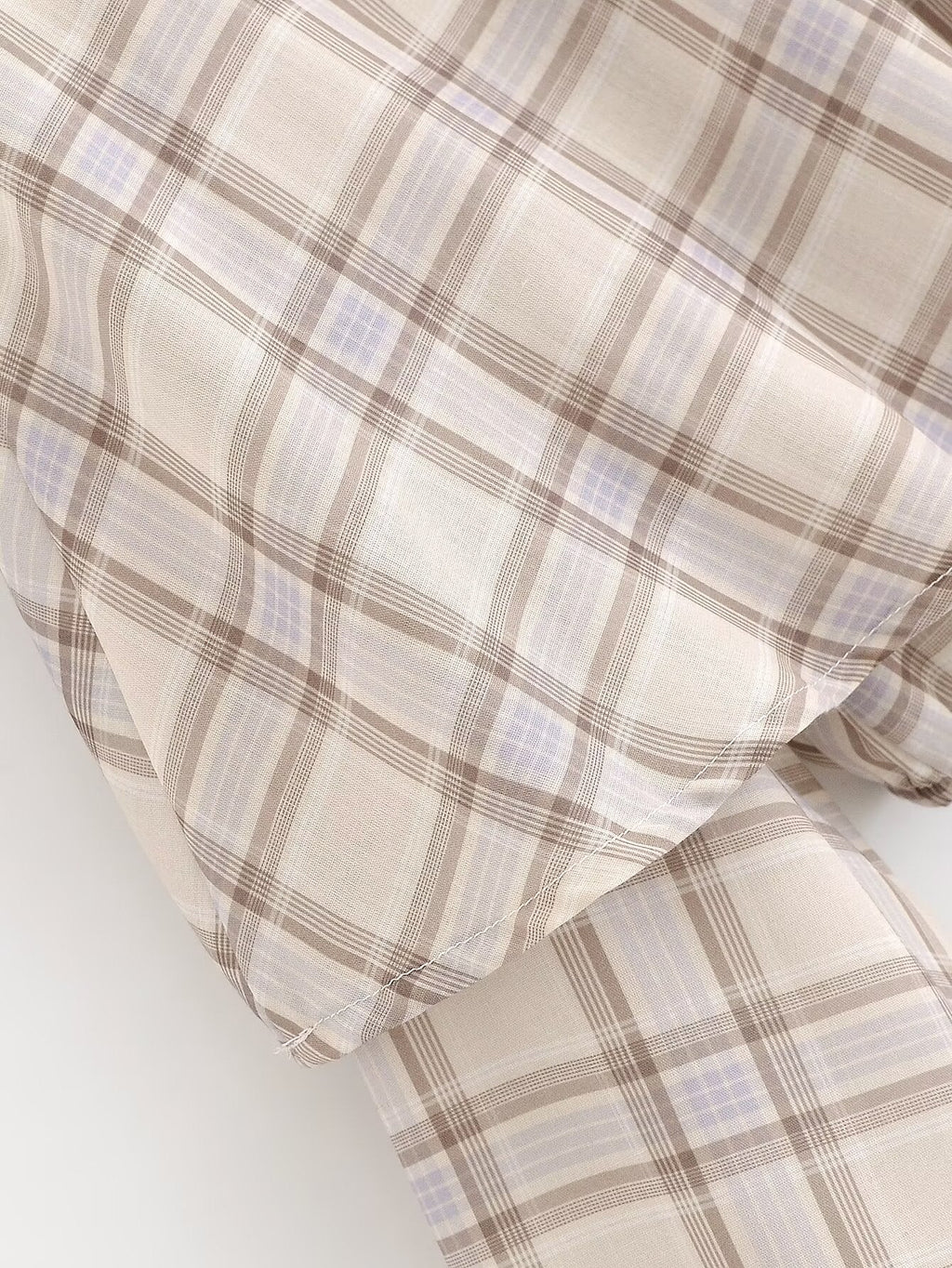 Plaid Blouse Stand Collar