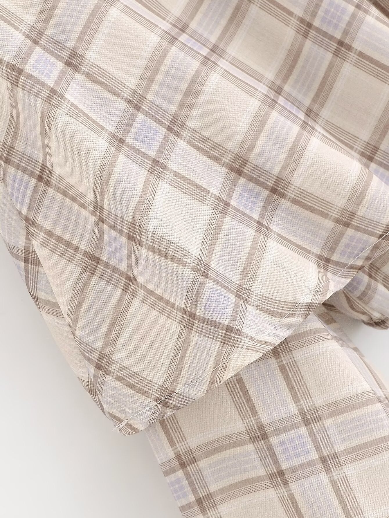 Plaid Blouse Stand Collar