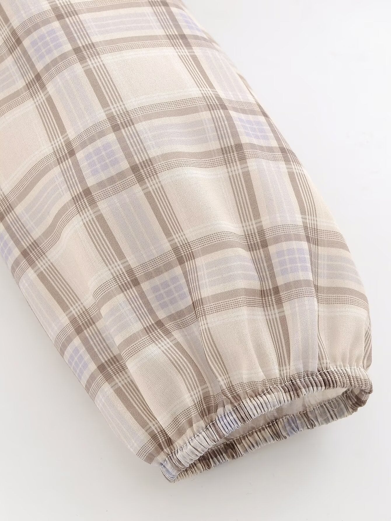 Plaid Blouse Stand Collar
