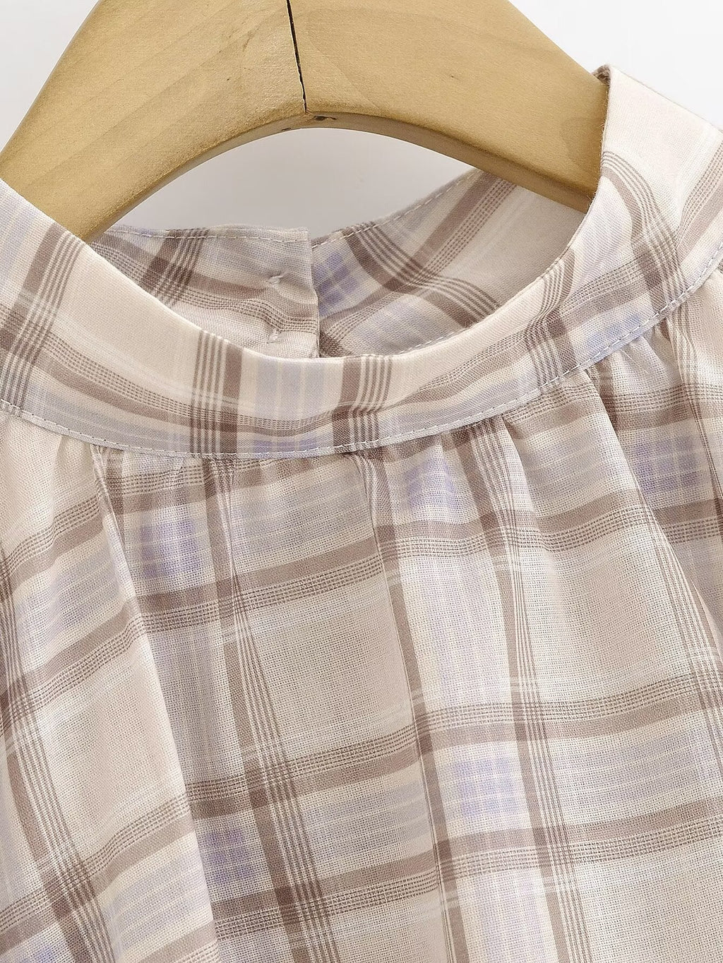 Plaid Blouse Stand Collar