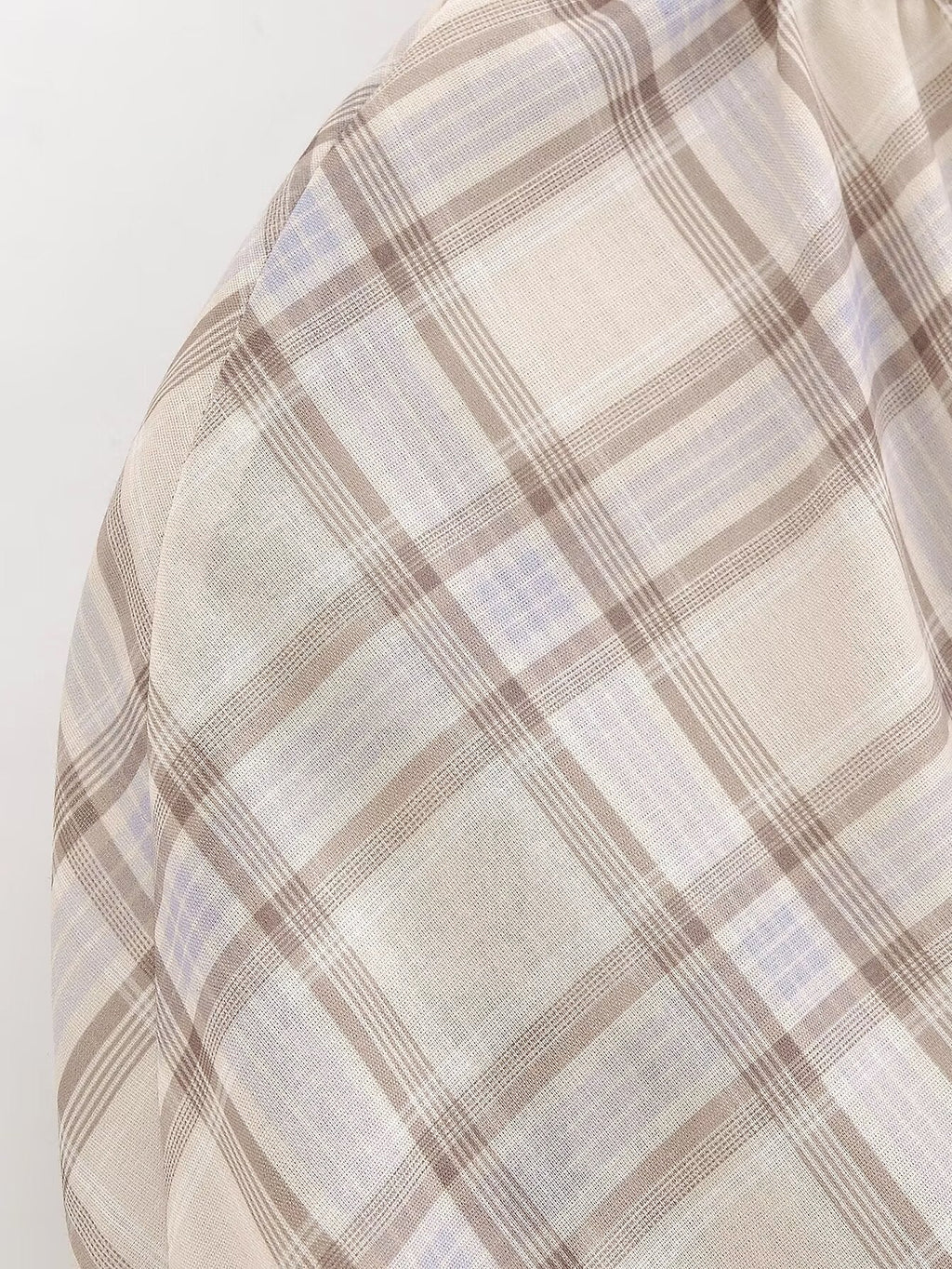 Plaid Blouse Stand Collar