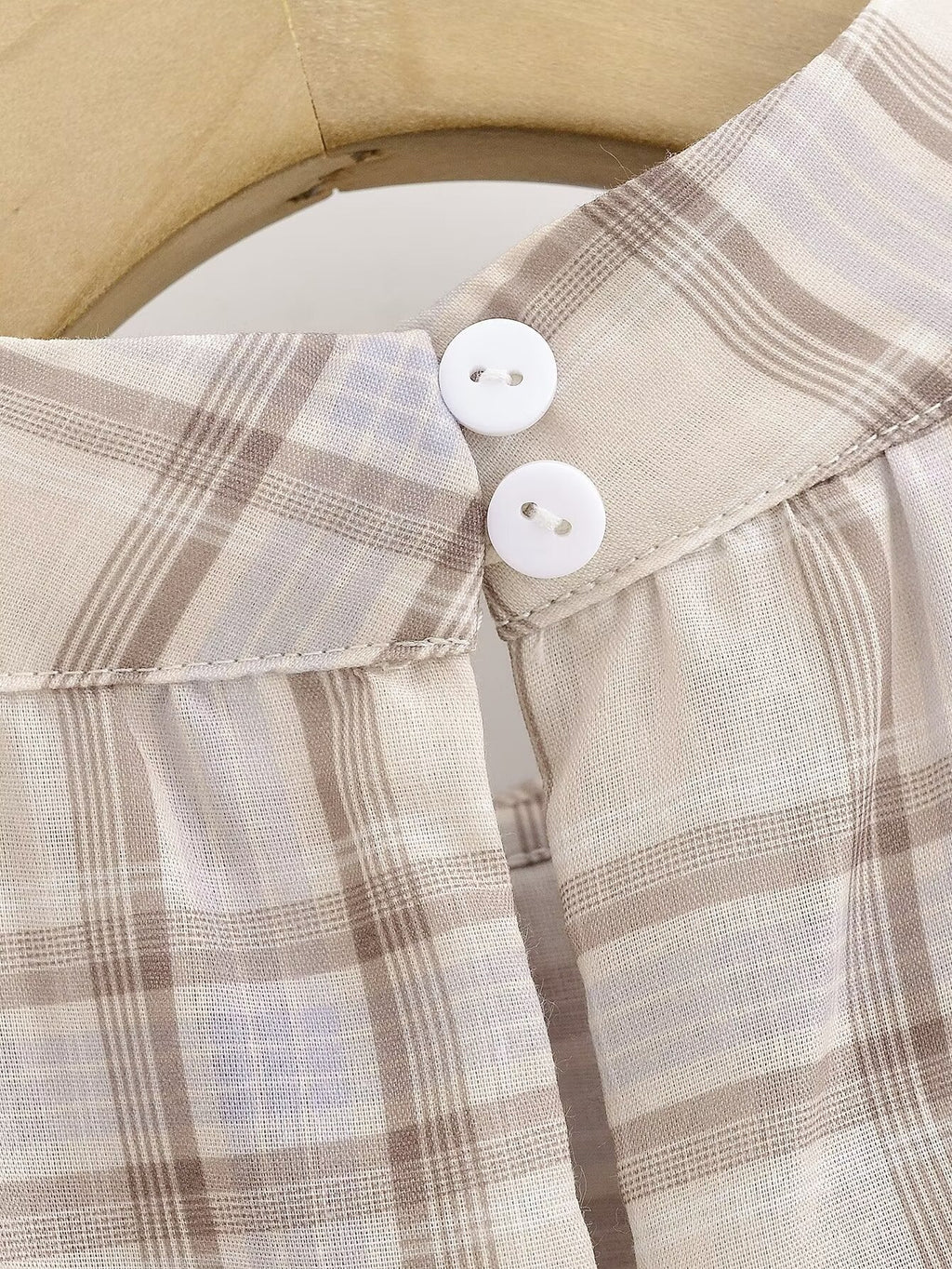 Plaid Blouse Stand Collar
