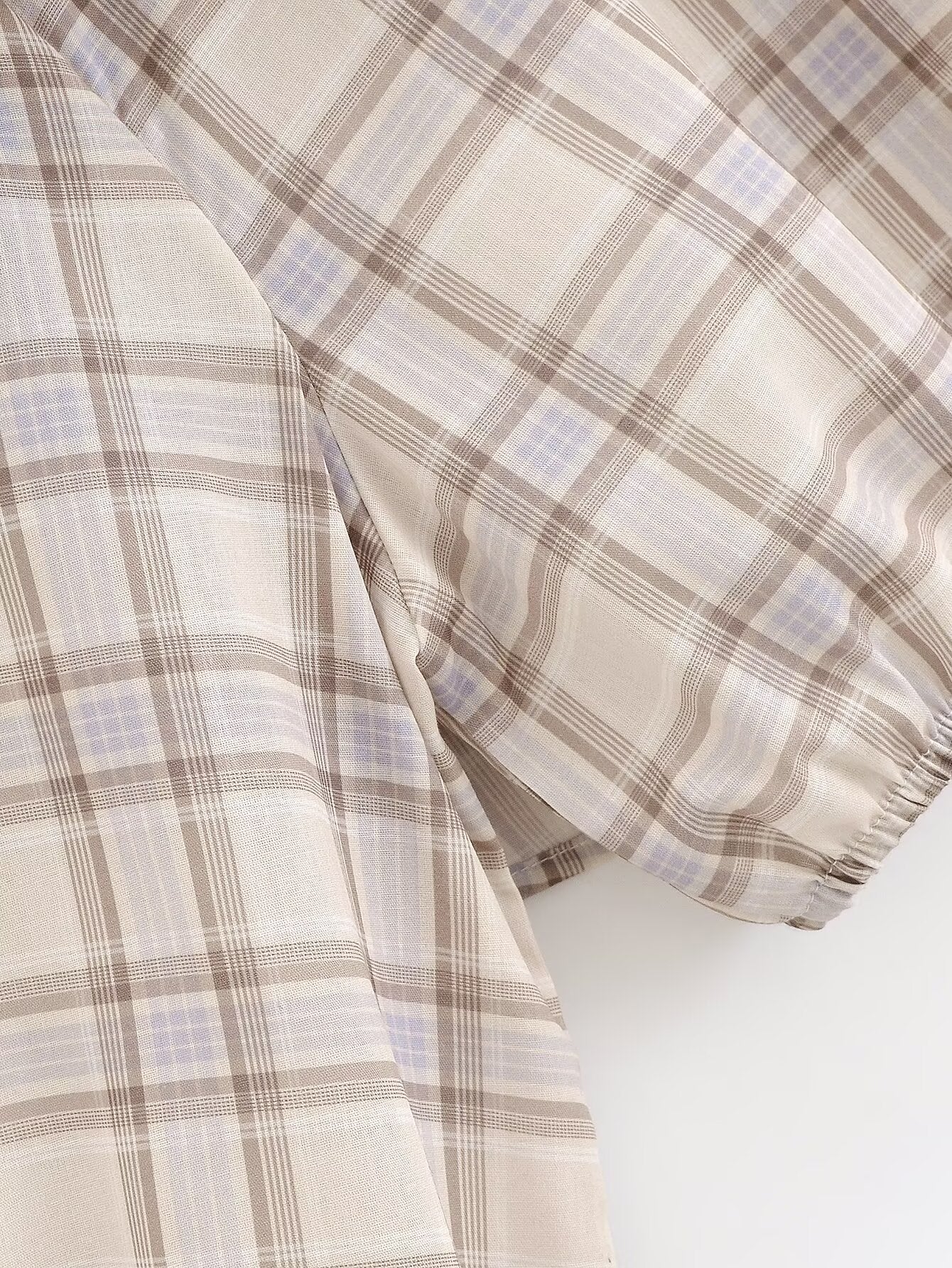 Plaid Blouse Stand Collar
